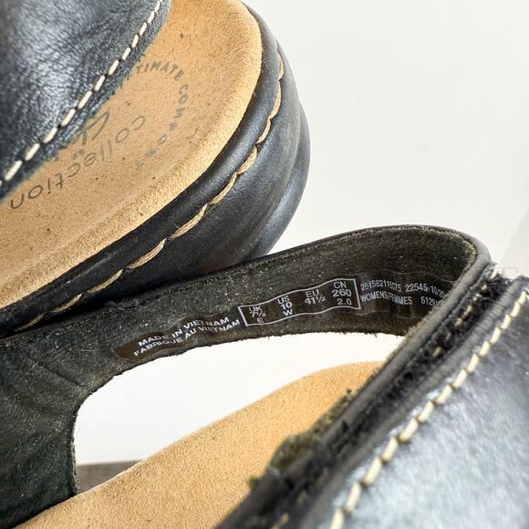 Clarks Leisa Ruby Black Leather Sandals - 10 Wide - Picture 5 of 8